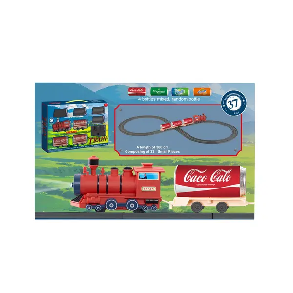 Set tren electric jucărie cu circuit șine 300 cm și 37 piese