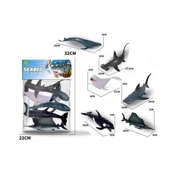 Set 6 Figurine Animale Marine „Ocean Life”, Detalii Realiste, Material Rezistent, 2 Variante de Modele, Dimensiuni 10-15 cm