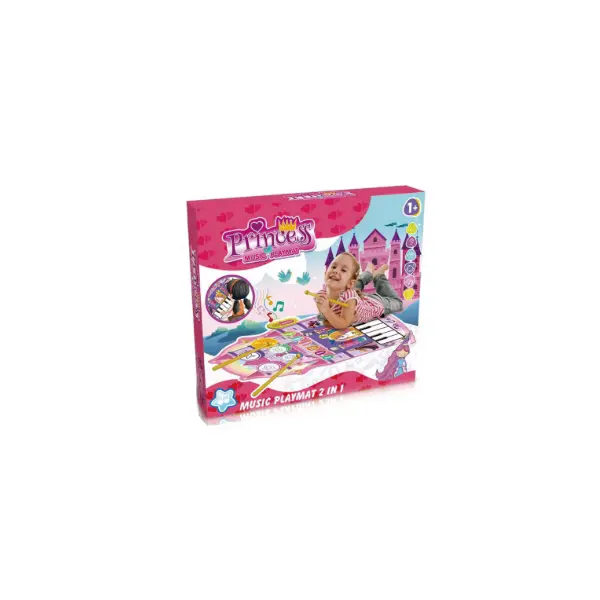 Covoraș Muzical Interactiv 2 în 1 pentru Copii, Tematică Prințese, Funcție Pian și Dans, Lumini și Melodii, 80 x 50 cm