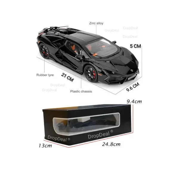 Dimensiuni mașinuță metalică Lamborghini Sián FKP 37 scara 1:24