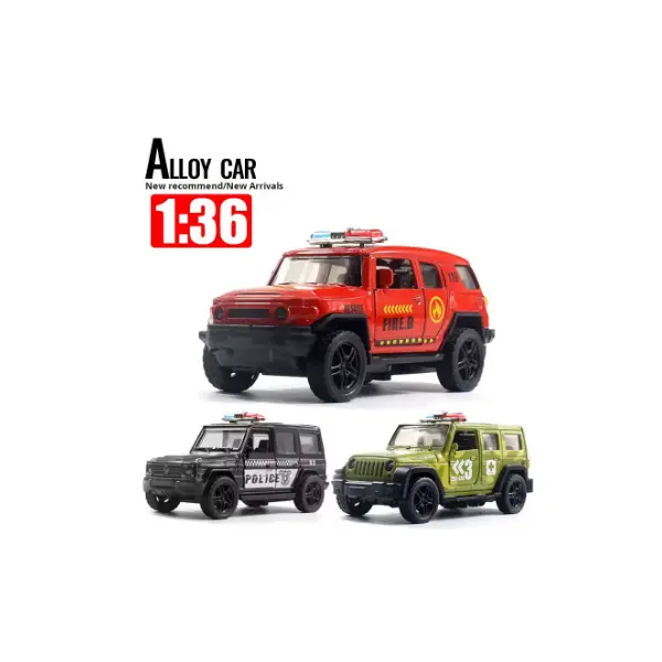 Mașini Metalice de Urgență (Poliție, Pompieri, Armată), Scara 1:36, Caroserie Die-Cast, Mecanism Pull-Back, Lungime 12 cm