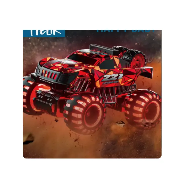 Mașină Monster RC cu LED în mișcare pe teren accidentat