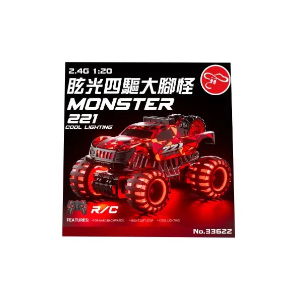 Ambalaj mașină Monster cu telecomandă LED 2,4GHz