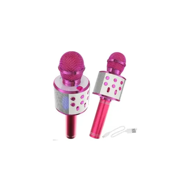 Microfon Karaoke Wireless cu Bluetooth, Difuzor Integrat, Efecte de Lumini LED și Funcție Magică de Schimbare a Vocii, Rose Gold/Negru/Argintiu