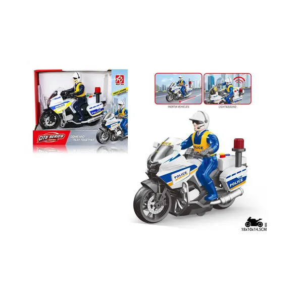 Motocicletă Interactivă de Poliție "Patrol Chase", cu Figurină Polițist, Lumini 3D și Sunete de Sirenă