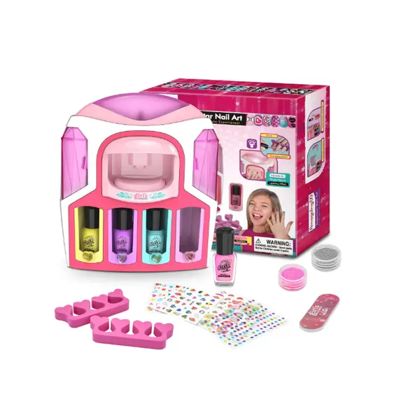 set nail art copii, kit manichiura jucarie, oja decojibila copii en-gros, uscator unghii jucarie, set creativ fete, accesorii beauty copii, jucarii cosmetice non-toxice
