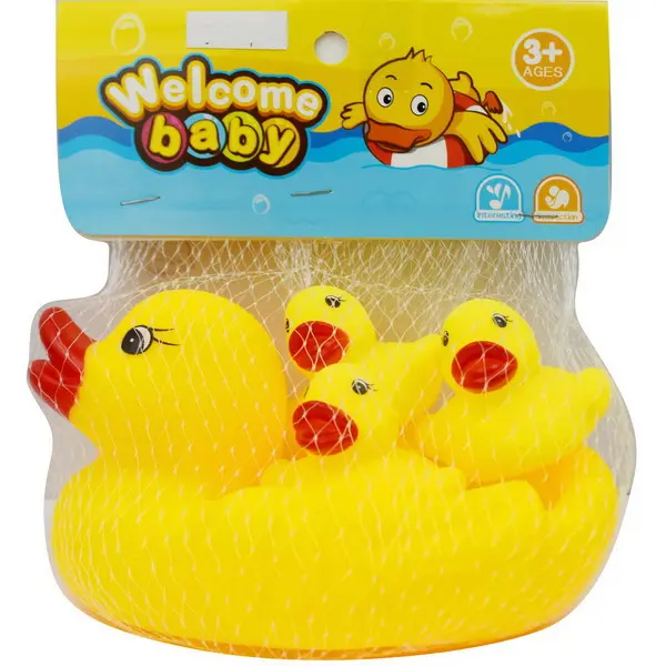 Set Rațe de baie "Mini Ducks", figurine din cauciuc moale pentru joacă în apă