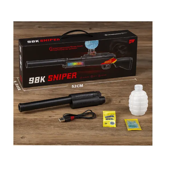 Arma automata MP18, 58 cm, 2 moduri de tragere, efecte LED, set complet cu 500 bile gel incluse