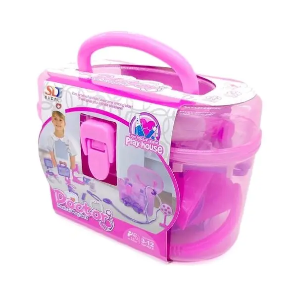 Trusă Doctor în Gentuță roz cu accesorii medicale pentru copii