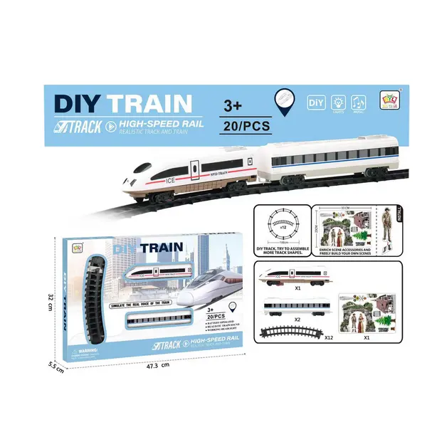 Set tren electric expres cu șină și accesorii în ambalaj