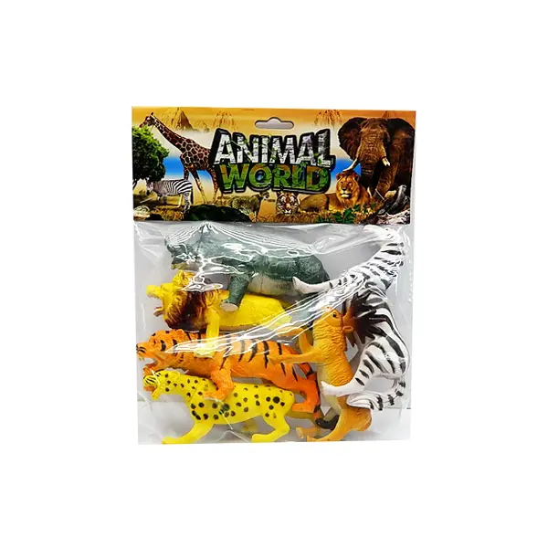Set 6 Figurine Animale Sălbatice, Detalii Realiste pentru Joc Educațional, Include Leu, Elefant și Girafă, Dimensiuni 10-14 cm