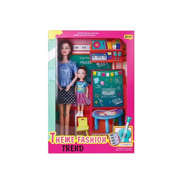 Set Păpușă Articulată „La Școală”, Include Ghiozdan, Ochelari și Accesorii de Studiu, Înălțime Păpușă 30 cm, Multicolor