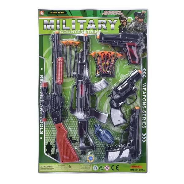 Set Militar de Jucărie cu Pușcă de Asalt, Pistol și Accesorii Tactice, Lungime Pușcă 50 cm