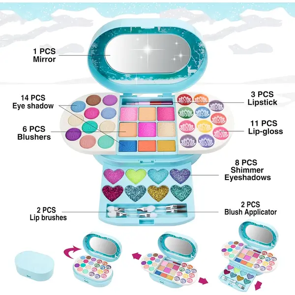 Trusă machiaj copii cu oglindă și farduri