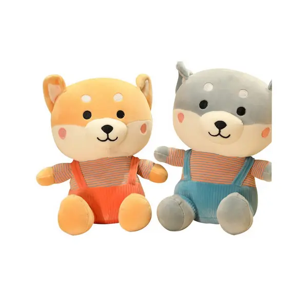 Vulpe din pluș moale pentru copii cu salopetă portocalie