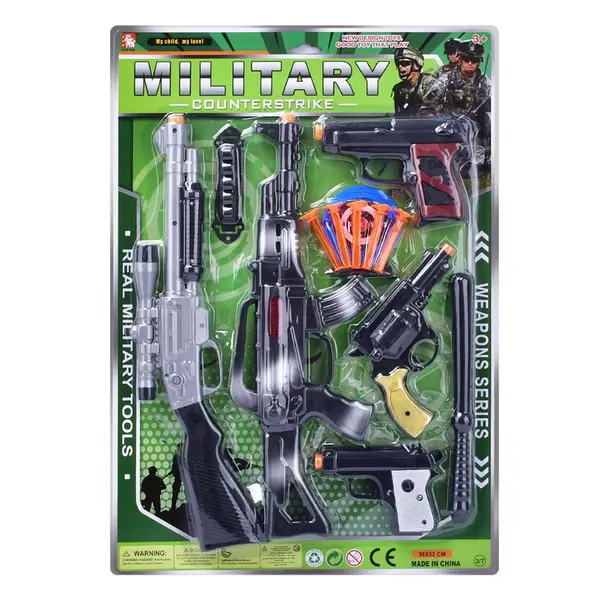 Set Militar de Jucărie cu Pușcă de Asalt, Pistol și Accesorii Tactice, Lungime Pușcă 45 cm