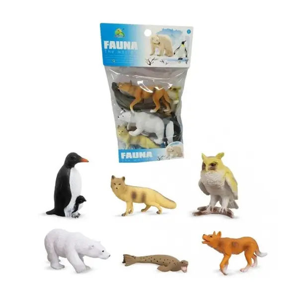 Set 6 figurine Animale Polare din colectia Fauna, jucarii educative pentru copii