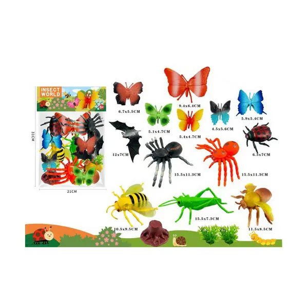 Set 13 Figurine Insecte Gigant, Detalii Realiste pentru Studiu și Joacă, Include Fluturi, Gândaci și Scorpioni, Dimensiuni 5-12 cm