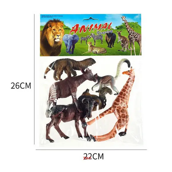Set 6 Figurine Animale Sălbatice Safari, Detalii Realiste, Material Plastic Rezistent, Dimensiuni între 10 cm și 15 cm, Multicolor