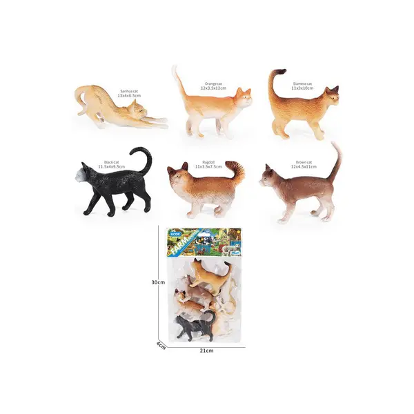 Set 6 Figurine Pisici de Rasă, Detalii Realiste, Ideale pentru Colecționari și Jocuri de Rol, Dimensiuni 5 cm, Multicolor