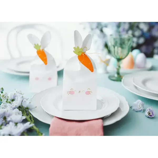 Set 6 Saci pentru Dulciuri și Cadouri cu Design Iepuraș de Paște, Dimensiuni 7,5 cm x 9 cm x 22,5 cm