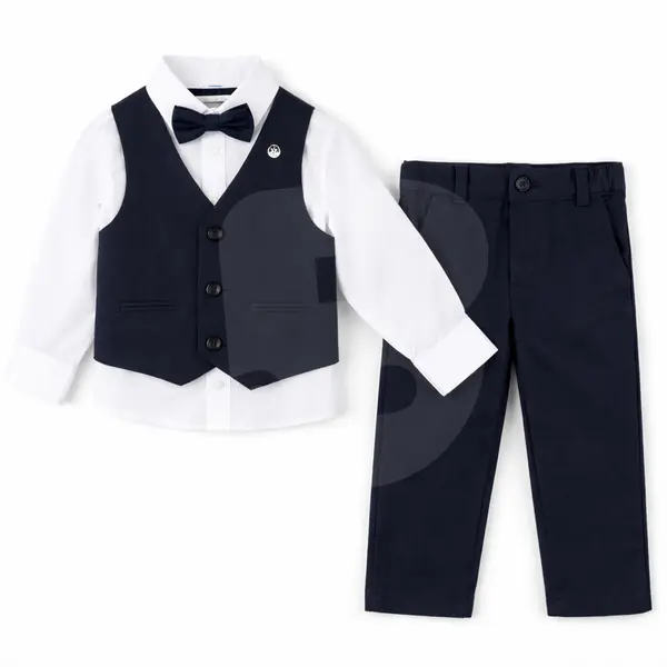 Costum elegant băiat bleumarin 4 piese 5–8 ani set complet