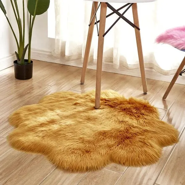 Covor Pufos în Formă de Floare, Moale și Decorativ pentru Cameră, Diametru 80 cm, Diverse Culori