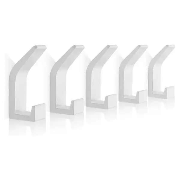 Cuier de Perete din Metal, Vopsit Alb, Sistem Autoadeziv, Dimensiuni 7 x 3 x 2 cm