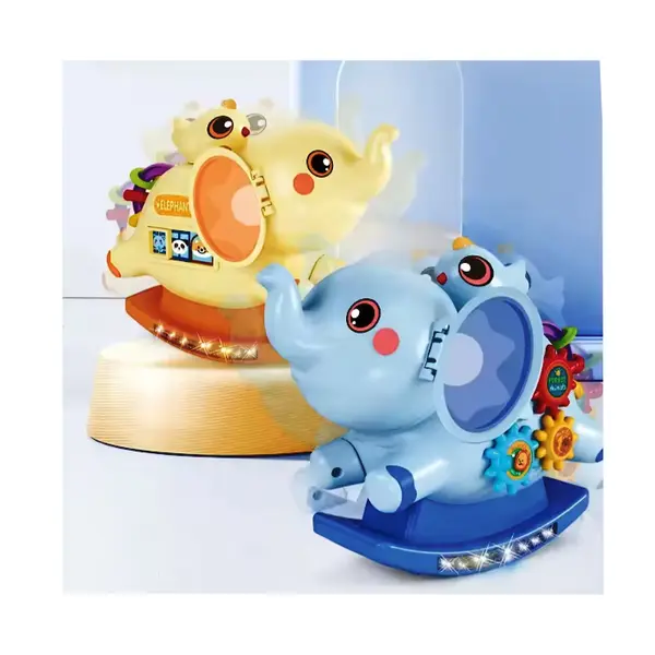 Elefant interactiv cu sunete si lumini, jucarie senzoriala pentru bebelusi si copii