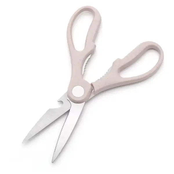 Foarfecă bucătărie multifuncțională roz deschisă cu funcție de deschidere capace