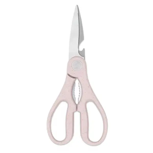 Foarfecă de bucătărie multifuncțională roz cu lamă din inox