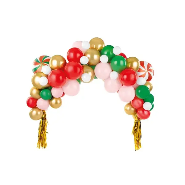 Ghirlandă Gigant din Baloane "Candy Land", Formă de Bomboană, Dimensiuni 170×155 cm, Culori Vibrante