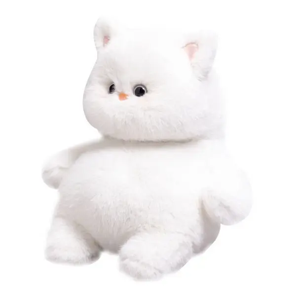 Pisică de Pluș Albă, Textură Catifelată, Design Realist, Ideală pentru Îmbrățișări, Înălțime 22 cm, Alb Imaculat