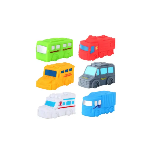 Set 6 jucării piuitoare mașinuțe de baie pentru copii