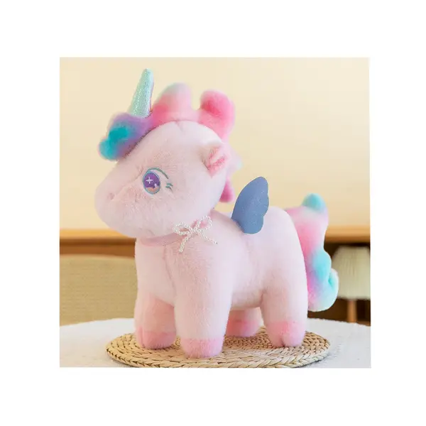 Unicorn cu aripi din pluș multicolor – jucărie moale decorativă pentru copii