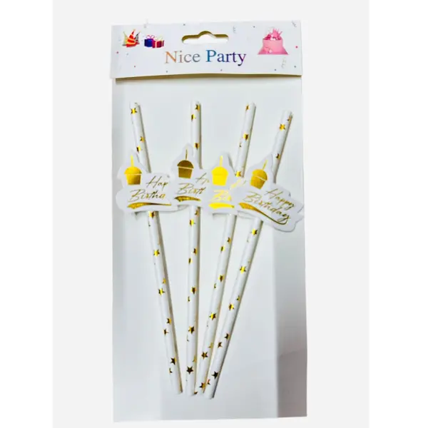 Set 4 Paie Reutilizabile pentru Aniversare, Diverse Culori și Ornamente Festive