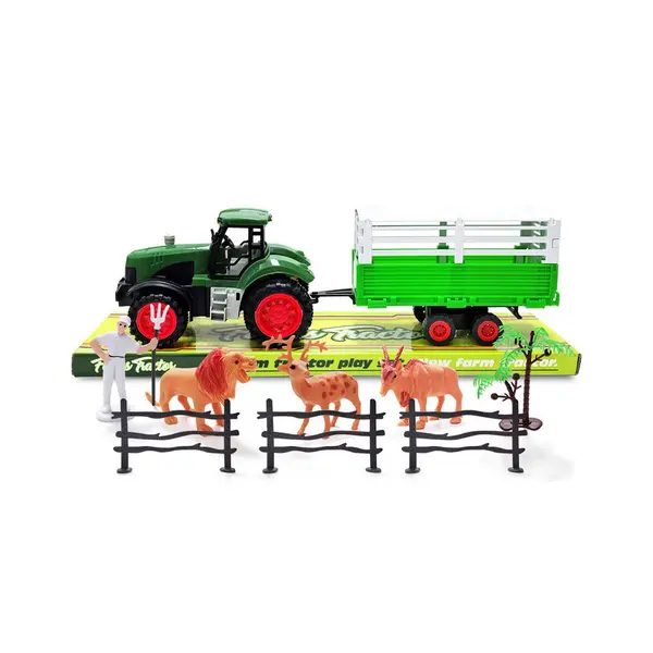 Tractor cu remorcă și animale sălbatice set de joacă