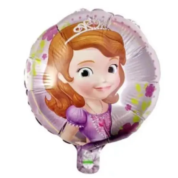 Balon din Folie de Aluminiu Rotund, Model Sofia Întâi, Roz/Mov, 25 x 25 cm
