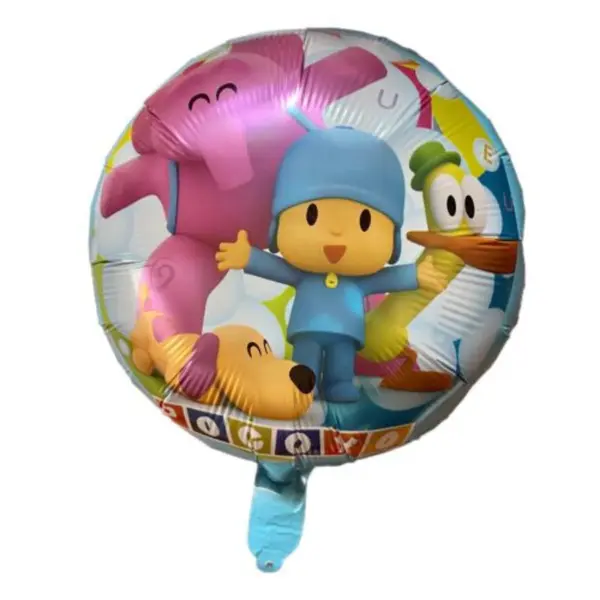 Balon din Folie de Aluminiu Rotund Pocoyo și Prietenii, Decor Multicolur Petrecere, 45 x 45 cm
