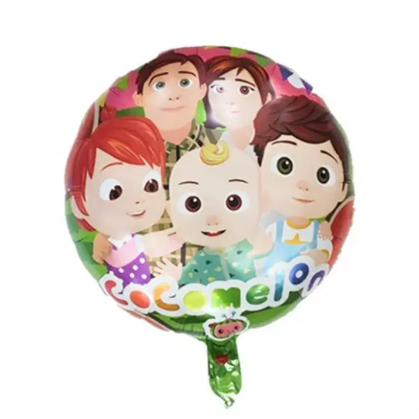 Balon din Folie de Aluminiu Rotund Cocomelon, Design Vesel cu JJ și Familia, 45 x 45 cm