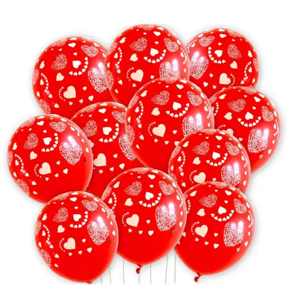 Set baloane roșii decorative cu model inimioare