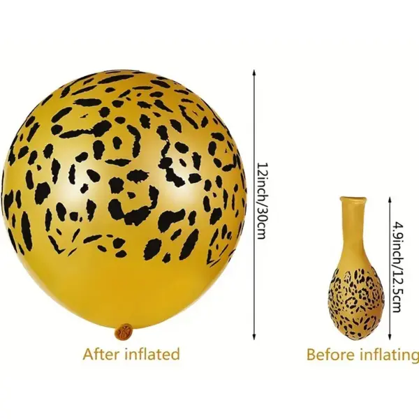 Balon Tigru din latex 30 cm dimensiune umflat și neumflat