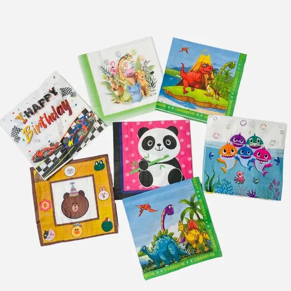 Set 10 Șervețele pentru Petrecere cu Imprimeu Animale, 25 x 25 cm