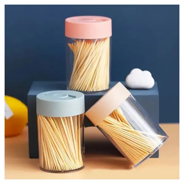 Set 150 Scobitori din Bambus în Recipient cu Dozator, Rezistente și Ecologice