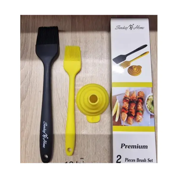 Set 3 Accesorii Bucătărie: 2 Pensule din Silicon și Pâlnie Pliabilă, Rezistente la Temperaturi Înalte