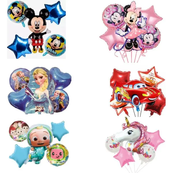 Set baloane din folie cu personaje și forme diverse