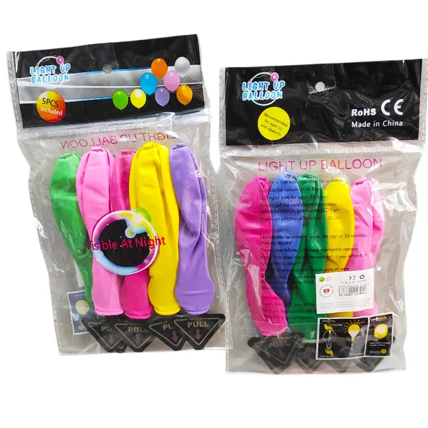 Set 5 baloane luminoase cu LED colorat ambalaj transparent