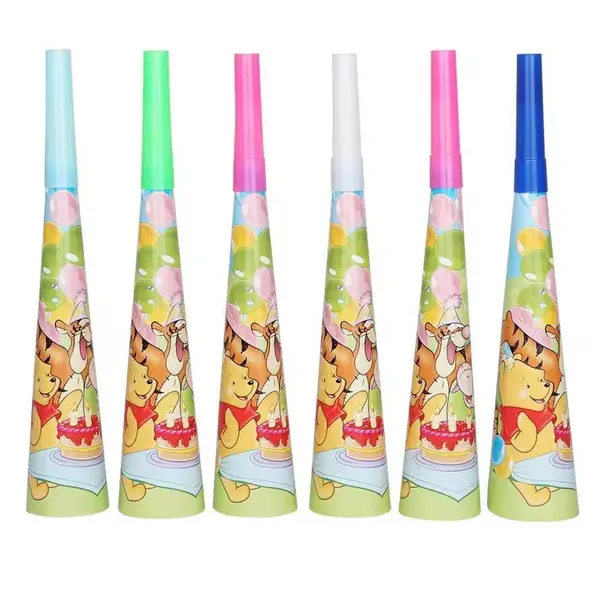 Trompete de petrecere din hârtie cu imprimeuri colorate