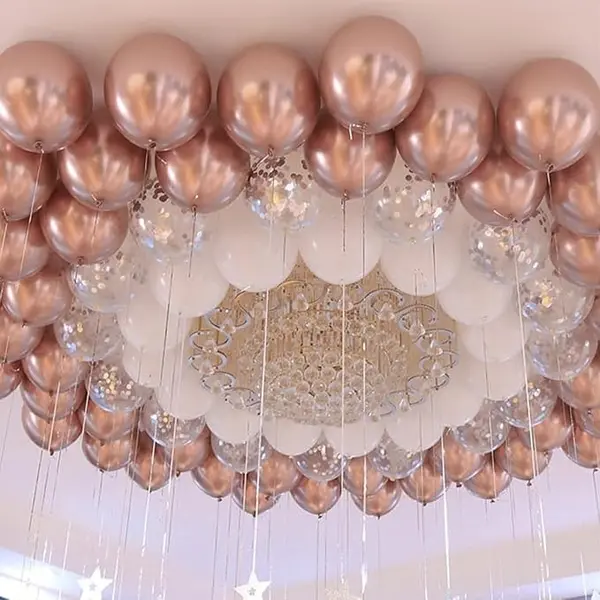 Arcadă baloane roz metalic pentru candy bar și photo corner