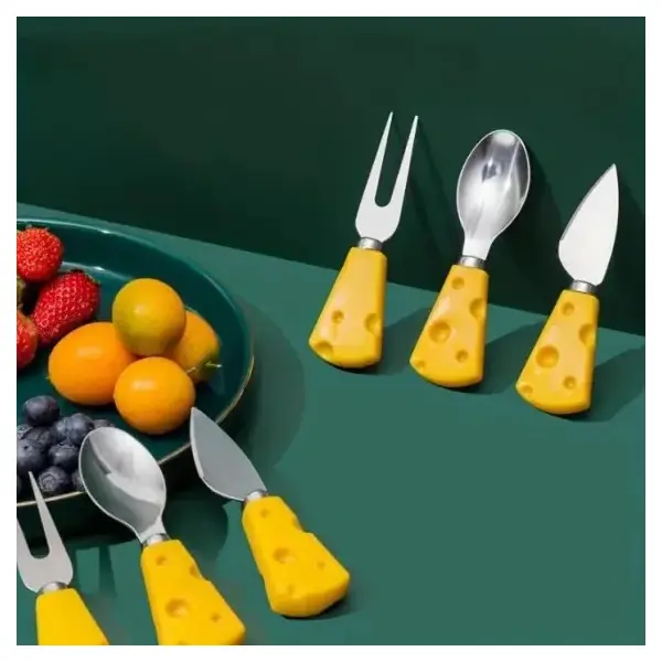 Set 3 Ustensile Premium pentru Servire, Mâner Ceramic Alb și Finisaj Auriu (Cuțit, Furculiță, Lingură)